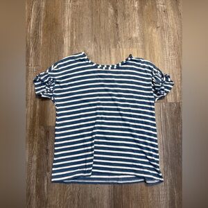 Jane and Delancey T-shirt Size L Nautical Stripe Blue White Beach